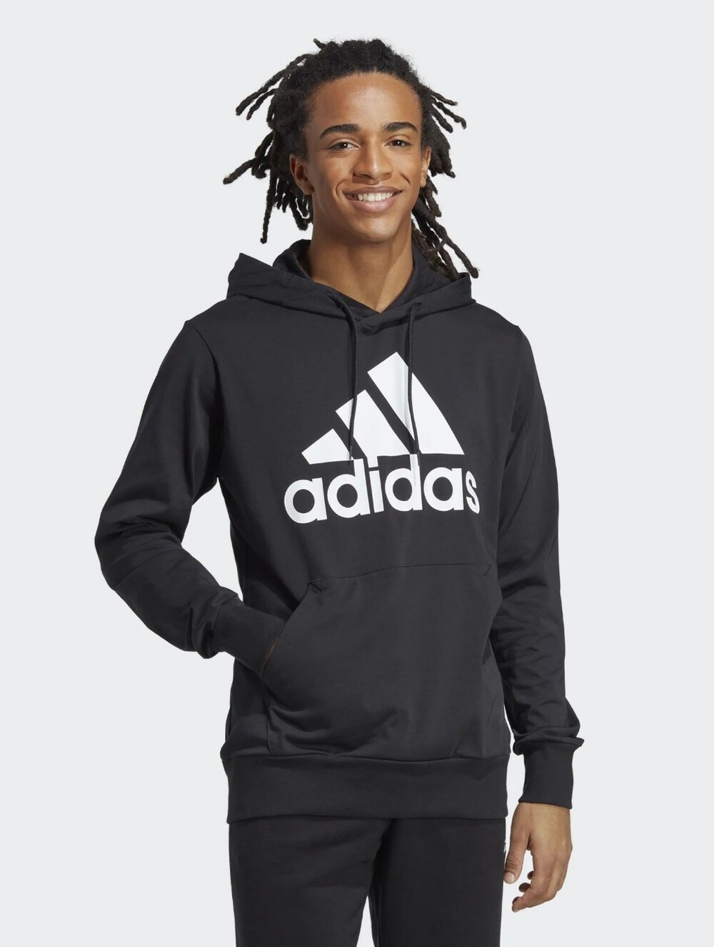 adidas Black Hoodie with White Trefoil Logo